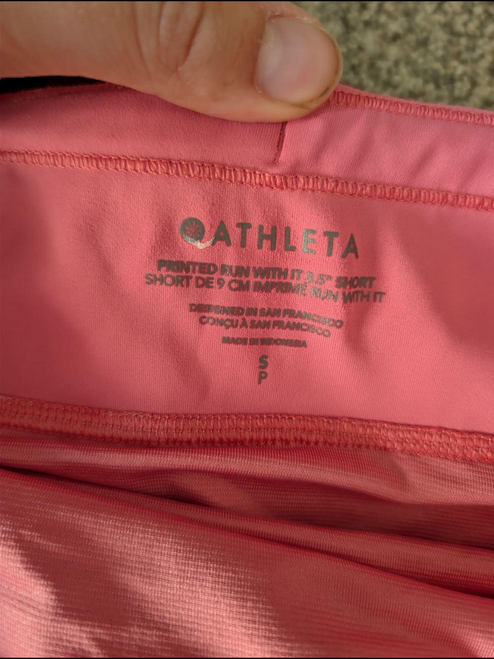 Athleta Printed Run With It 3.5" Short Pink Abstract Watercolor Size SP - Picture 3 of 6